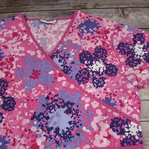 V Life Scrub Top Size XS Paint Splash Floral